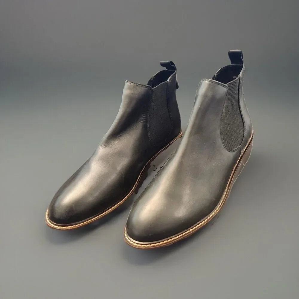 COUGAR Waterproof Leather Slip On  Black Ankle Chelsea Boots - GRILL SZ 7M NEW